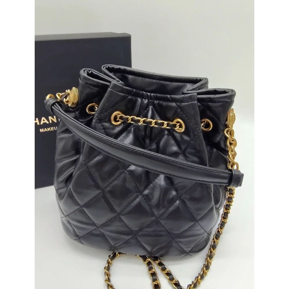 Chanel Black Quilted Makeup Bucket/Pouch (GWP)